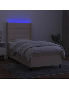 Letto a Molle con Materasso e LED Crema 80x200 cm in Tessuto 2