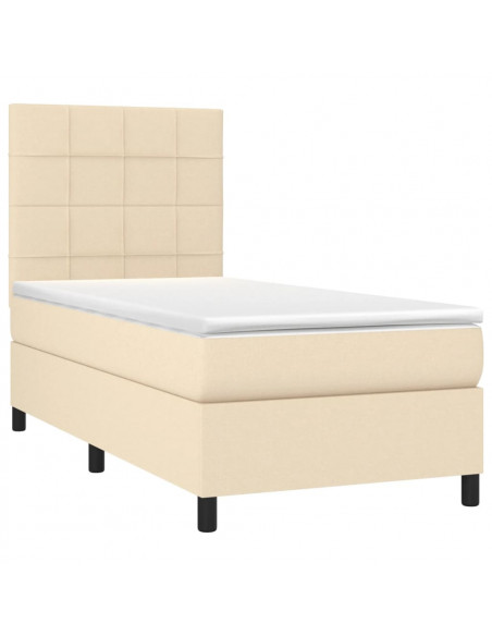 Letto a Molle con Materasso e LED Crema 80x200 cm in Tessuto