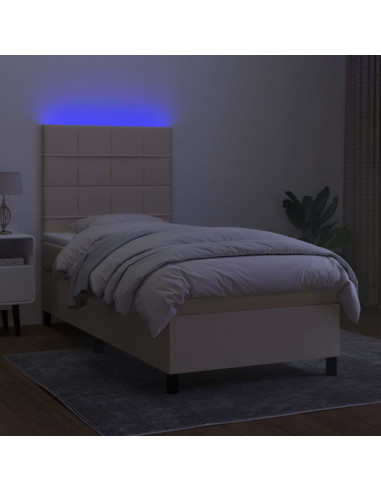 Letto a Molle con Materasso e LED Crema 80x200 cm in Tessuto