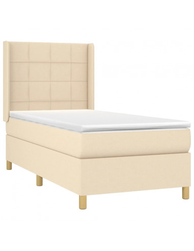 Letto a Molle con Materasso e LED Crema 80x200 cm in Tessuto