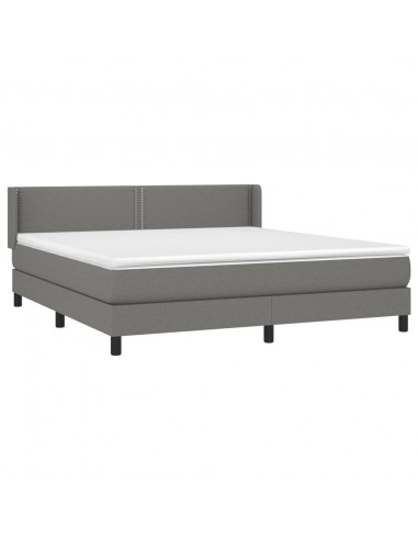 Giroletto a Molle con Materasso Grigio Scuro 160x200 cm Tessuto