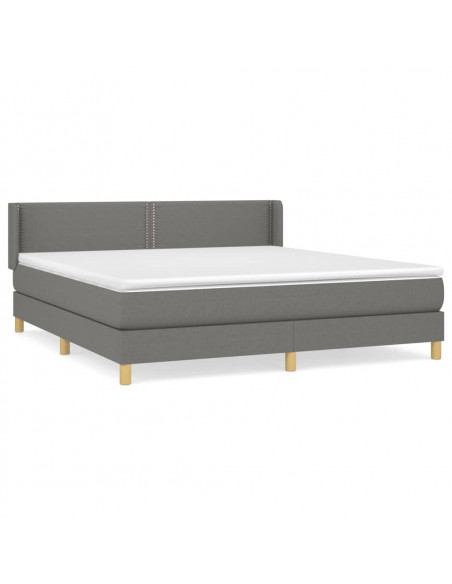 Giroletto a Molle con Materasso Grigio Scuro 180x200 cm Tessuto