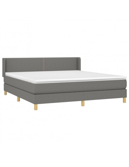 Giroletto a Molle con Materasso Grigio Scuro 180x200 cm Tessuto