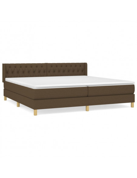 Giroletto a Molle con Materasso Marrone Scuro 200x200cm Tessuto
