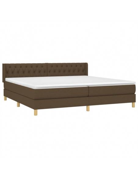 Giroletto a Molle con Materasso Marrone Scuro 200x200cm Tessuto