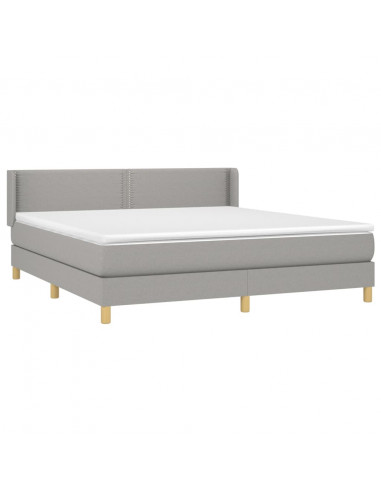 Giroletto a Molle con Materasso Grigio Chiaro180x200 cm Tessuto