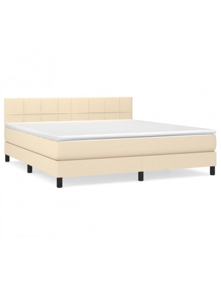 Giroletto a Molle con Materasso Crema 160x200 cm in Tessuto