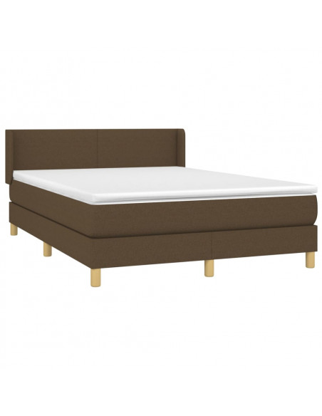 Giroletto a Molle con Materasso Marrone Scuro 140x200cm Tessuto