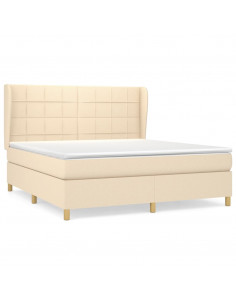 Giroletto a Molle con Materasso Crema 180x200 cm in Tessuto