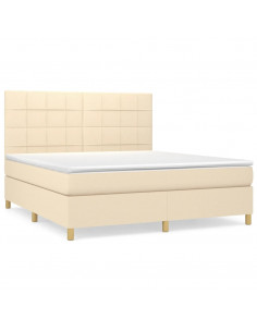 Giroletto a Molle con Materasso Crema 180x200 cm in Tessuto