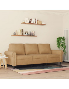 Divano a 3 Posti Marrone 180 cm in Velluto 2