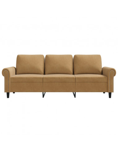 Divano a 3 Posti Marrone 180 cm in Velluto