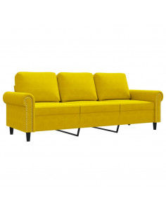 Divano a 3 Posti Giallo 180 cm in Velluto