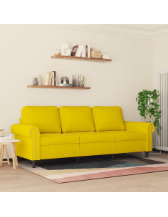 Divano a 3 Posti Giallo 180 cm in Velluto 2