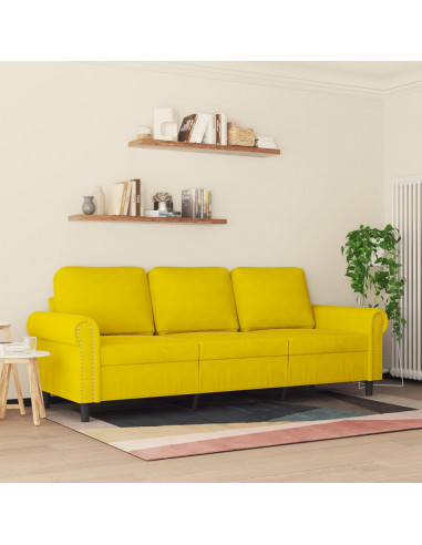 Divano a 3 Posti Giallo 180 cm in Velluto