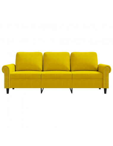 Divano a 3 Posti Giallo 180 cm in Velluto