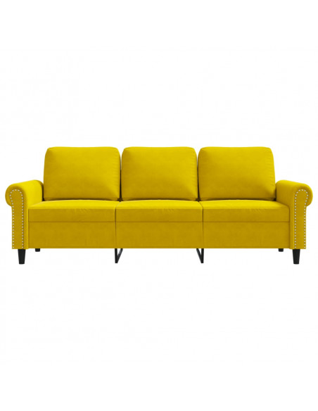 Divano a 3 Posti Giallo 180 cm in Velluto