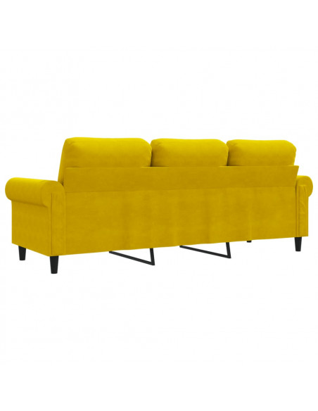 Divano a 3 Posti Giallo 180 cm in Velluto