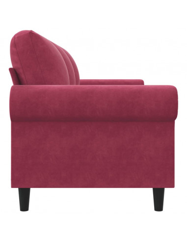 Divano a 3 Posti Rosso Vino 180 cm in Velluto