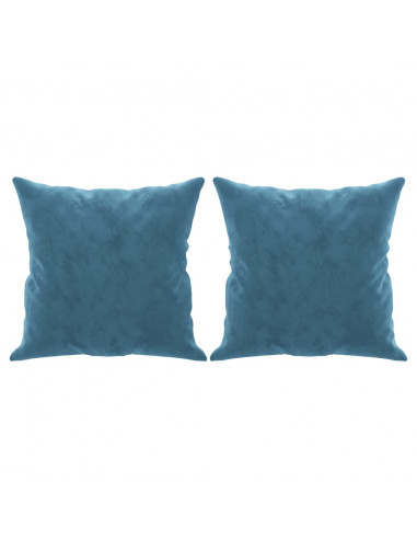 Divano a 2 Posti con Cuscini Blu 120 cm in Velluto