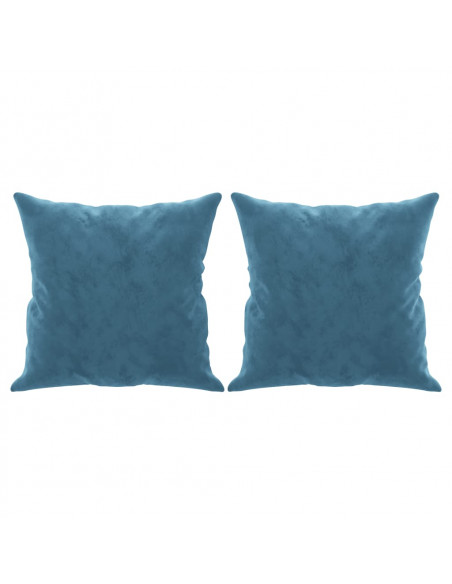 Divano a 2 Posti con Cuscini Blu 120 cm in Velluto