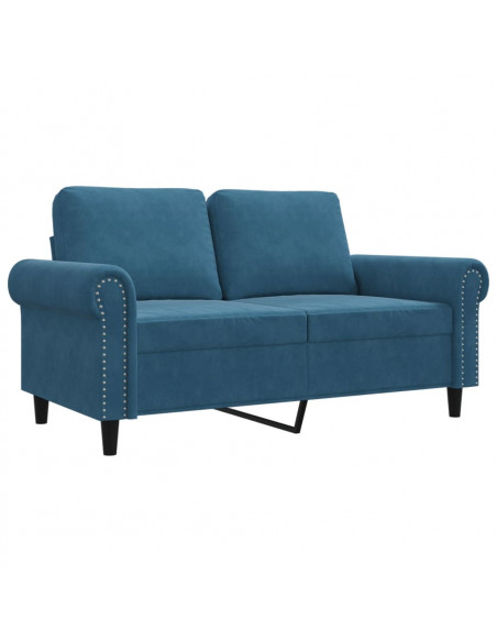 Divano a 2 Posti Blu 120 cm in Velluto