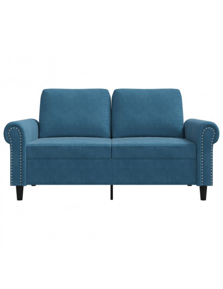 Divano a 2 Posti Blu 120 cm in Velluto