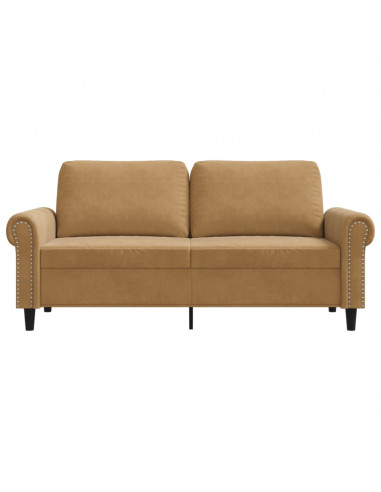Divano a 2 Posti Marrone 140 cm in Velluto