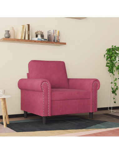 Poltrona Rosso Vino 60 cm Velluto