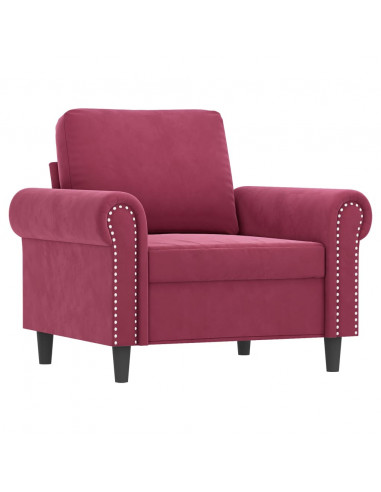 Poltrona con Poggiapiedi Rosso Vino 60 cm in Velluto