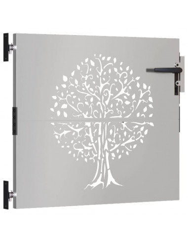 Cancello da Giardino 85x100 cm in Acciaio Corten Design Albero