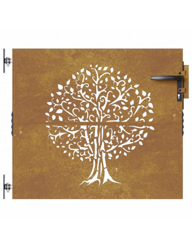 Cancello da Giardino 85x100 cm in Acciaio Corten Design Albero