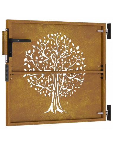 Cancello da Giardino 85x100 cm in Acciaio Corten Design Albero