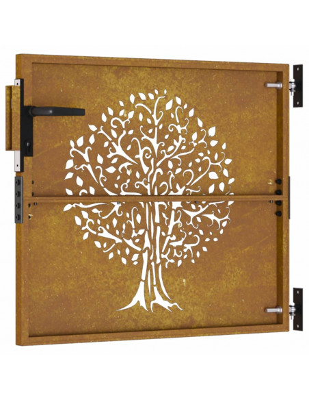 Cancello da Giardino 85x100 cm in Acciaio Corten Design Albero