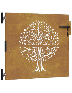 Cancello da Giardino 85x75 cm in Acciaio Corten Design Albero