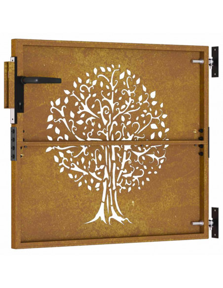Cancello da Giardino 85x75 cm in Acciaio Corten Design Albero