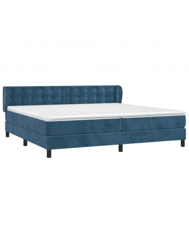 Giroletto a Molle con Materasso Blu Scuro 200x200 cm in Velluto