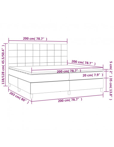 Giroletto a Molle con Materasso Crema 200x200 cm in Tessuto