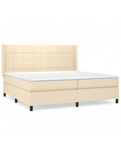 Giroletto a Molle con Materasso Crema 200x200 cm in Tessuto