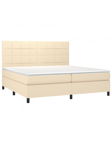 Letto a Molle Materasso e LED bianco 200x200cm in Tessuto