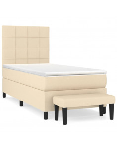 Giroletto a Molle con Materasso Crema 100x200 cm in Tessuto