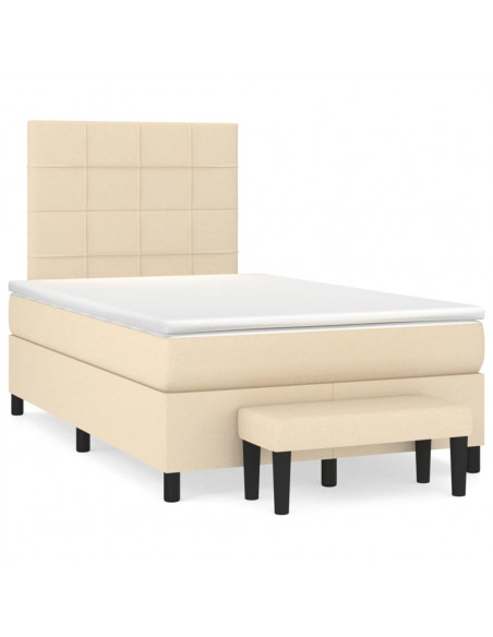 Giroletto a Molle con Materasso Crema 120x200 cm in Tessuto