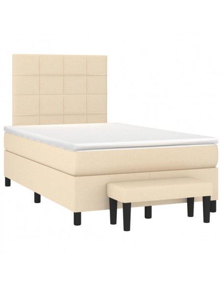 Giroletto a Molle con Materasso Crema 120x200 cm in Tessuto
