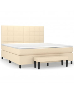 Giroletto a Molle con Materasso Crema 180x200 cm in Tessuto