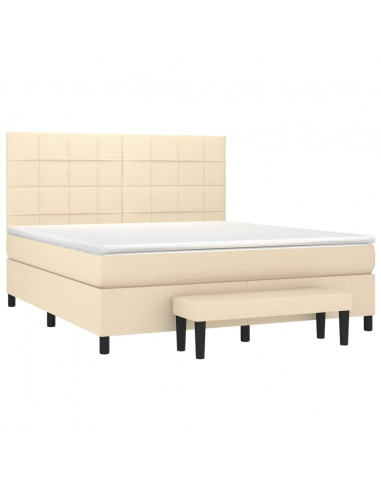 Giroletto a Molle con Materasso Crema 180x200 cm in Tessuto