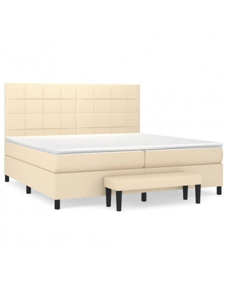 Giroletto a Molle con Materasso Crema 200x200 cm in Tessuto