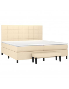 Giroletto a Molle con Materasso Crema 200x200 cm in Tessuto 2