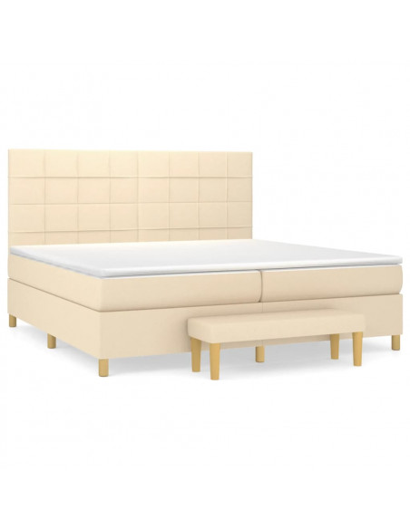 Giroletto a Molle con Materasso Crema 200x200 cm in Tessuto