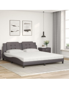 Letto con Materasso Grigio 180x200 cm in Similpelle 2