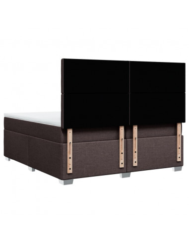 Giroletto a Molle con Materasso Marrone Scuro 200x200cm Tessuto